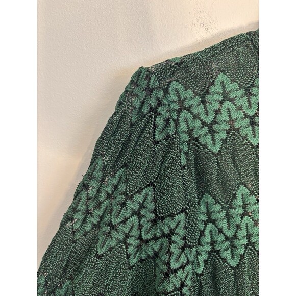 FREE PEOPLE Simone Mock Neck Lace Dress Women Med Green Bell Long Sleeve BOHO - Picture 5 of 11